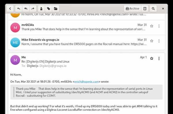 Geary email client for Linux