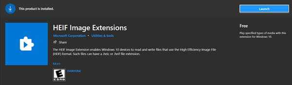 Windows HEIF Image Extensions