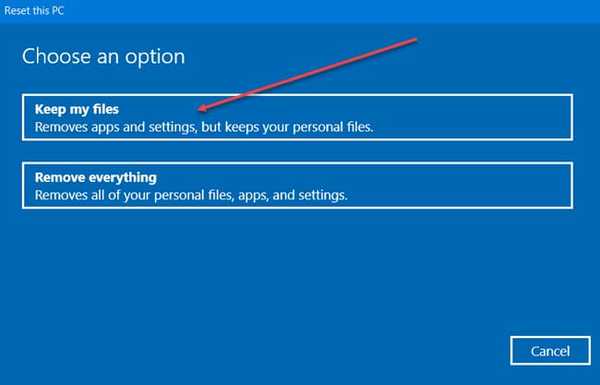 keep my files reset pc