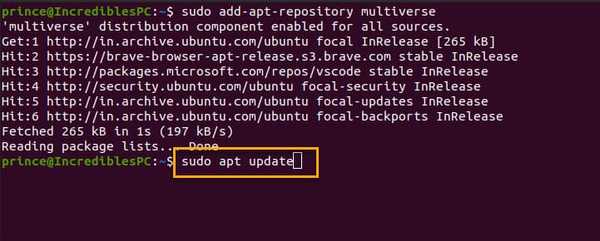 Sudo apt update