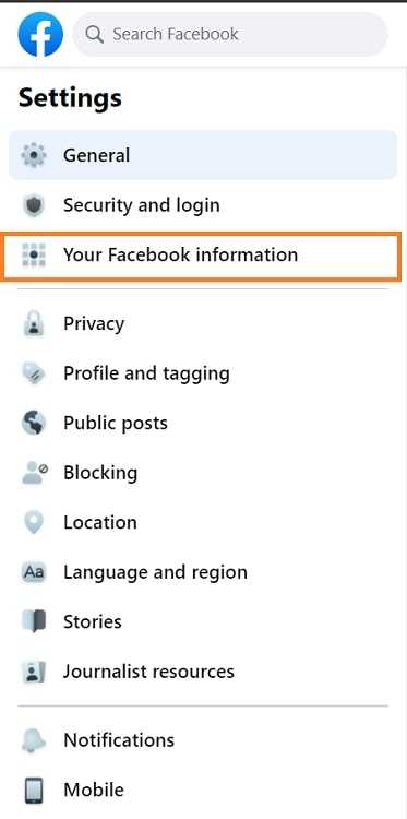 your facebook information