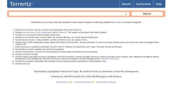 torrentz2 torrent search egnine