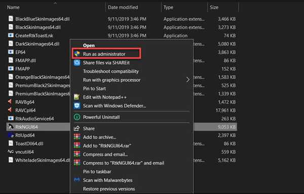 Fix Realtek hd audio manager as admin