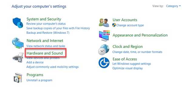 Hardware and sounds windows 10