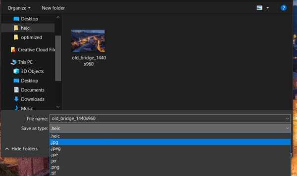 HEIC to JPEG Windows Photos Save as