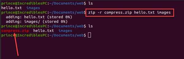 zip folder in linux using terminal