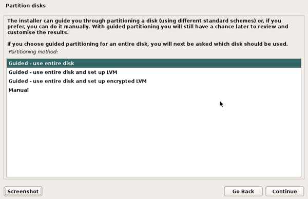 partition disks install kali linux
