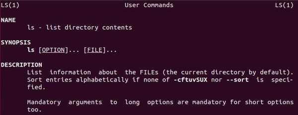 man command result