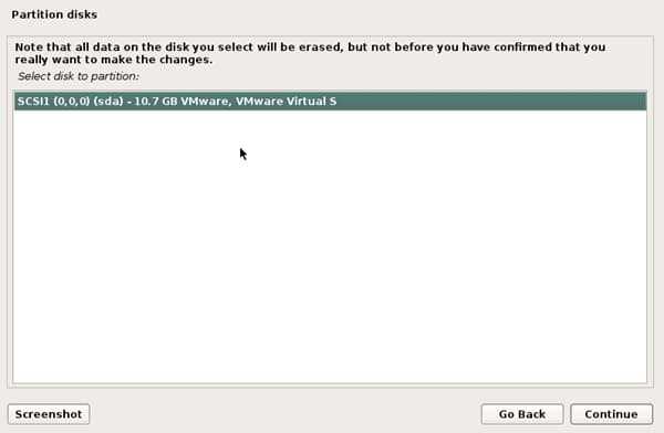 select disk kali linux installation