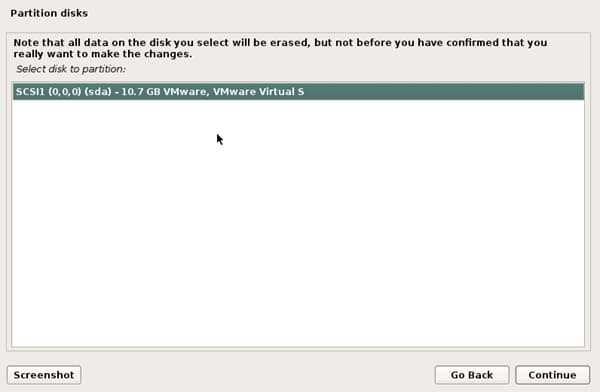 select disk kali linux installation