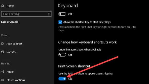 print screen shortcut option
