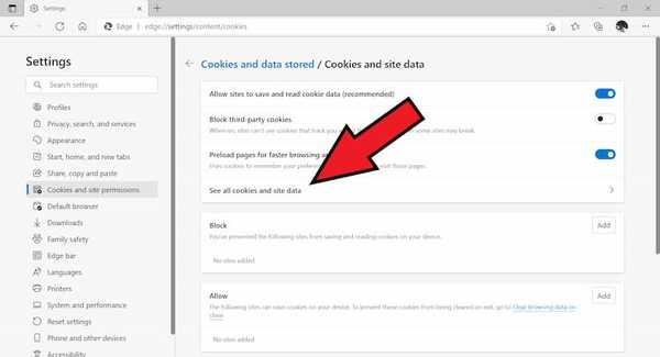 Edge see all cookies and site data