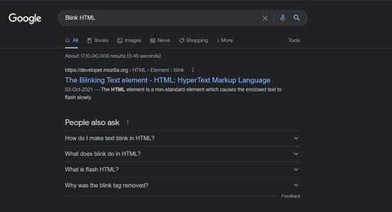 Blink HTML Google Trick