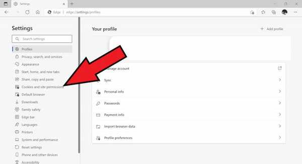 Edge Cookies and site permissions