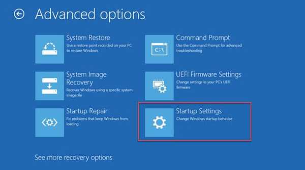 Startup settings option windows