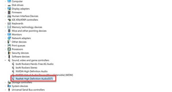 Realtek Audio Manager in Device Manager