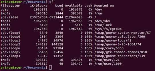 df important linux command in linux