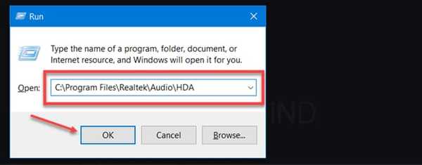 Open Realtek hd audio manager folder using Run Command