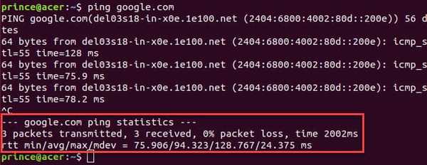 ping command in linux