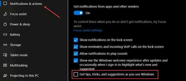 Disable Windows Tips, Tricks And Suggestions