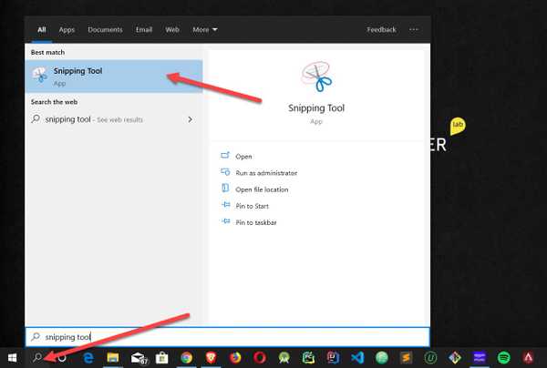snipping tool windows for taking screenshots