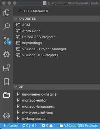 vs code project manager extension