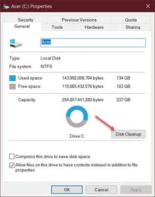 select disk cleanup