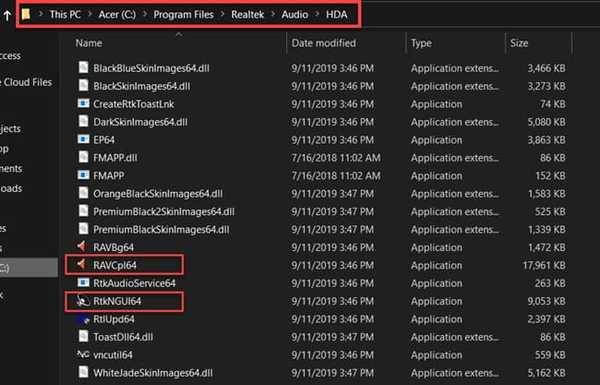 Realtek HD audio manager Folder