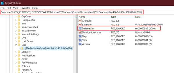 regedit location for wsl