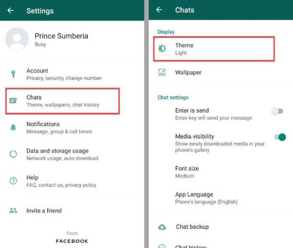 change whatsapp theme